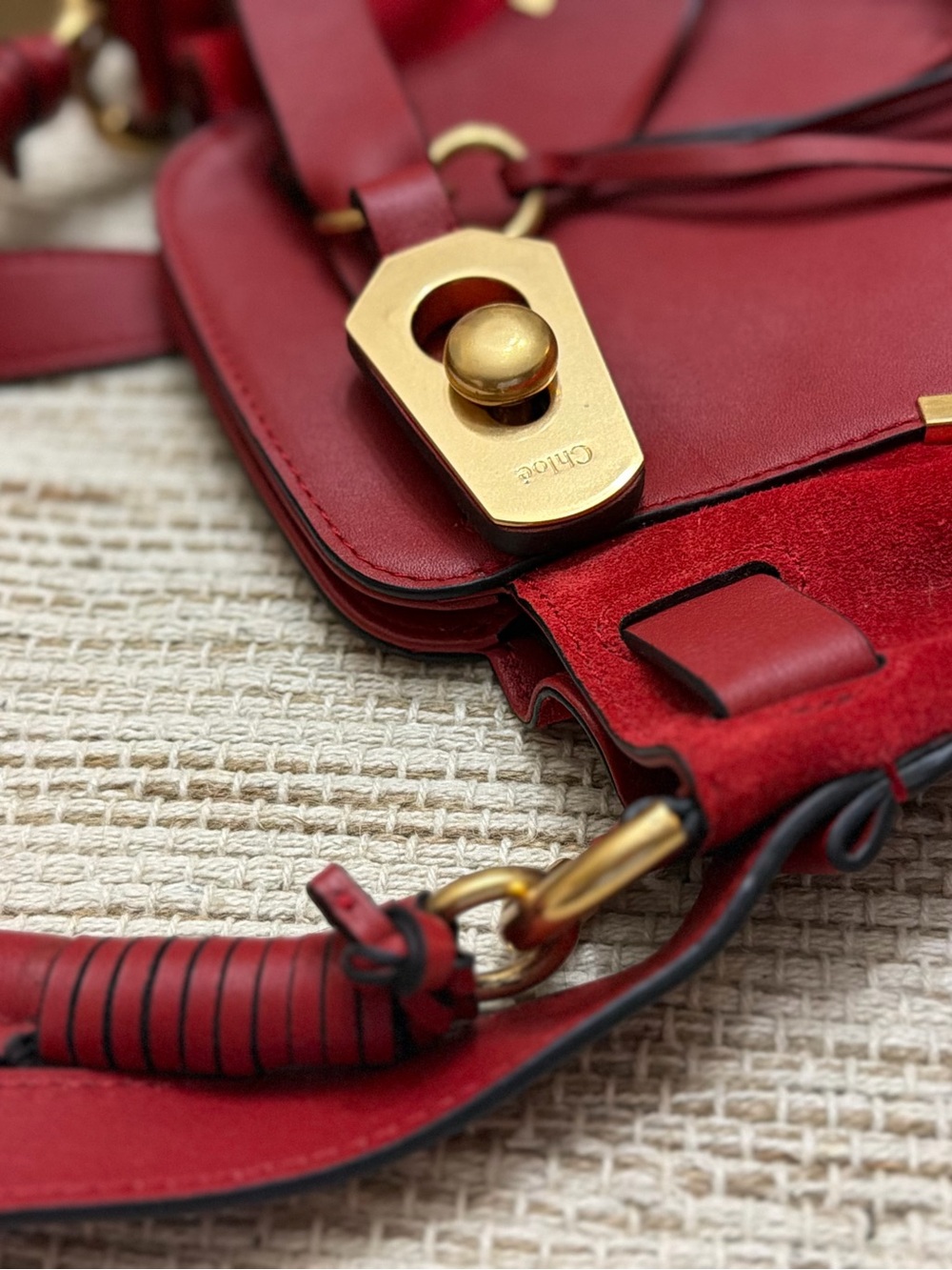 Chloe Red Leather Shoulder Bag with Gold Hardware - Picture 9 of 11